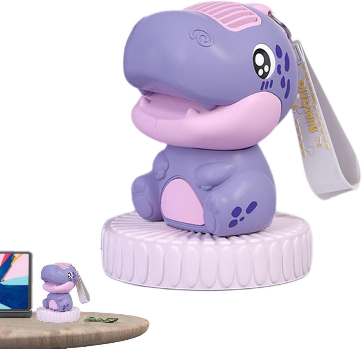 Draagbare Handventilator - Persoonlijke Cooler - Zomerse Verkoeling - Dinosaurus Vorm - 94 x 69 x 94 cm - Paars