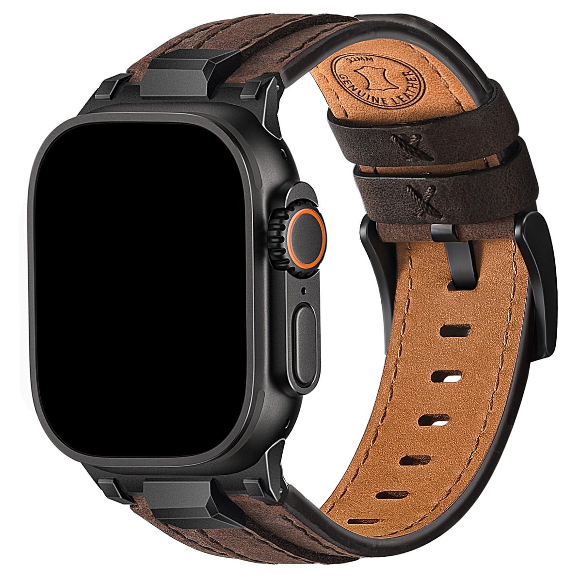 Dailygoods- Leren Bandje Echt Leer - Compatibel met Apple Watch - Voor Heren - 49/46/45/44/42 mm - Duurzame Metalen Connector - Vervangbandje iWatch Ultra - Horlogebandje