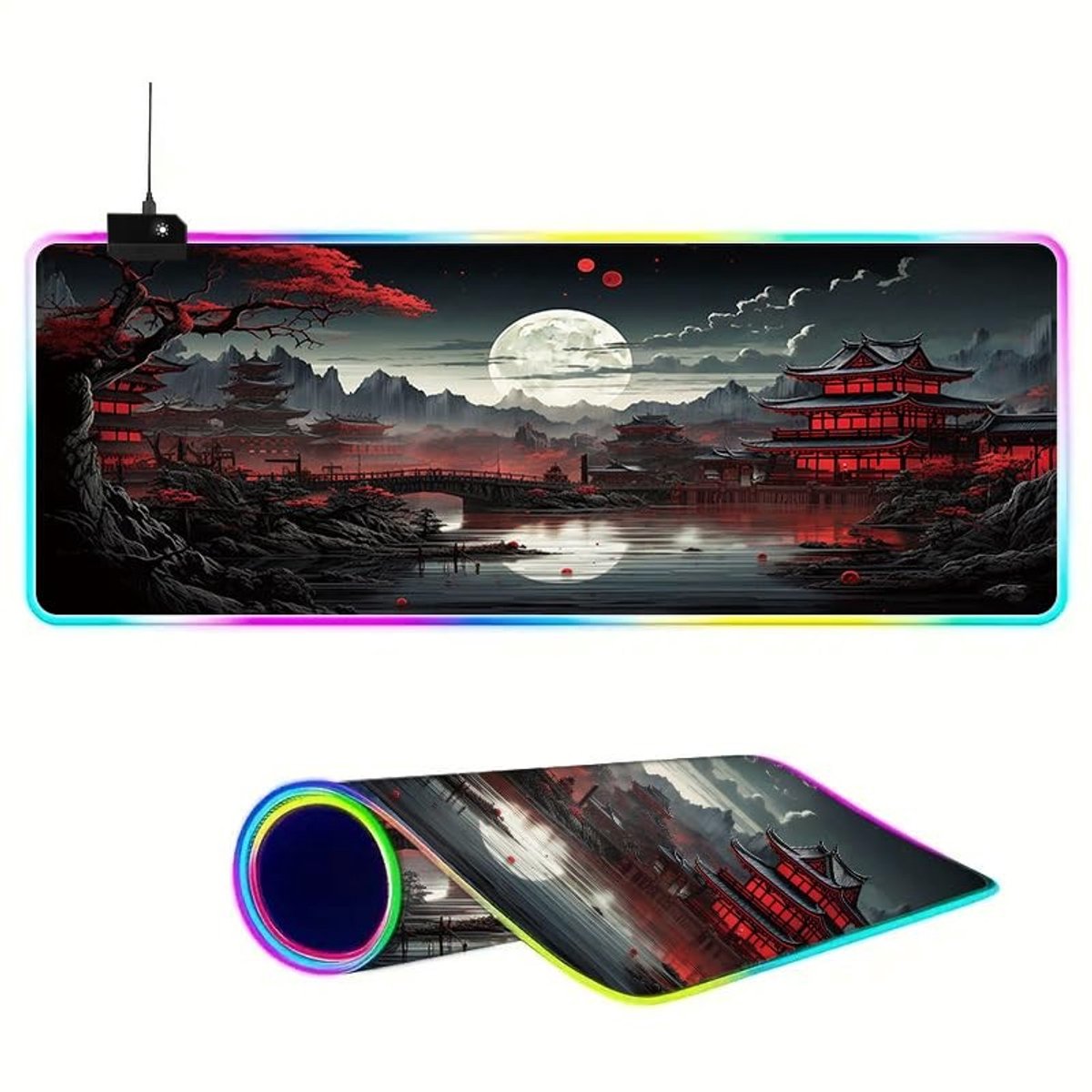 Dailygoods - XXL Gaming Bureauonderlegger met LED Verlichting - Antislip en Omgenaaide Randen