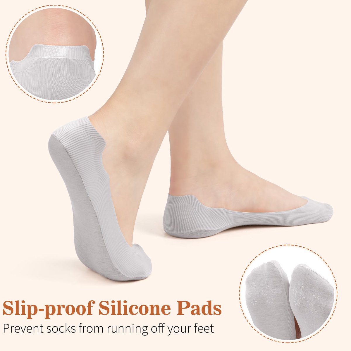 Dailygoods - 6 Paar Vrouwen Onzichtbare Kousen - Antislip, Korte Sokjes voor Sneakers en Hakschoenen