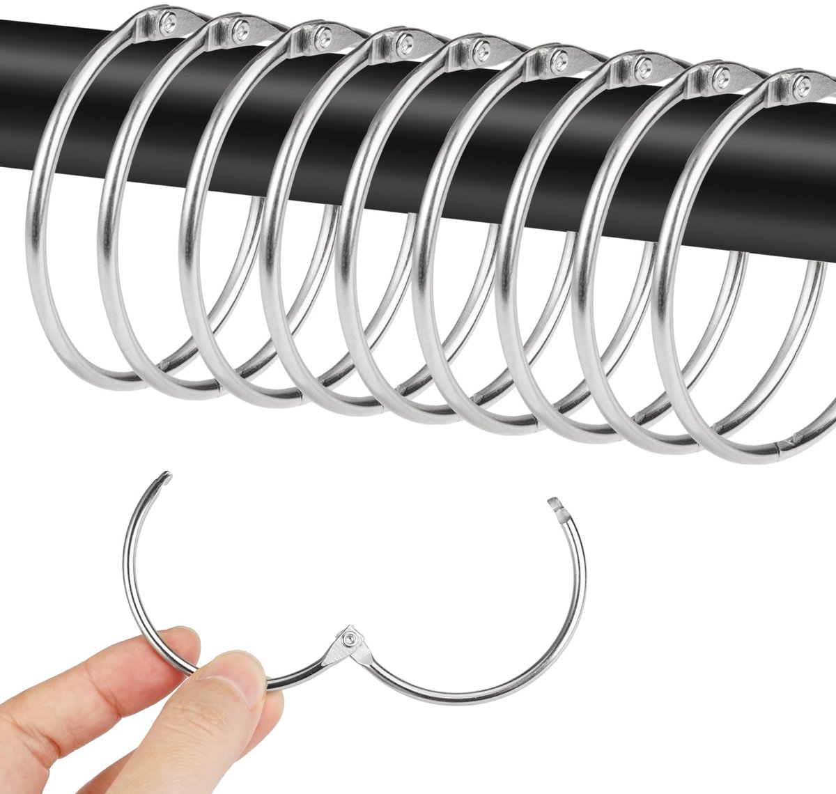 Dailygoods - 30 Stuks Douchegordijn Ringen - Metalen Ringen voor Gordijnstang, Zilver