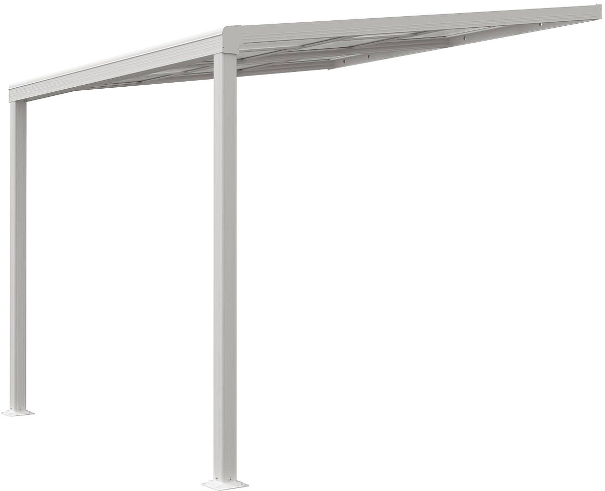 Vente-unique Aanleunende pergola in aluminium met schuifdak - 9 m² - Wit IZEDA