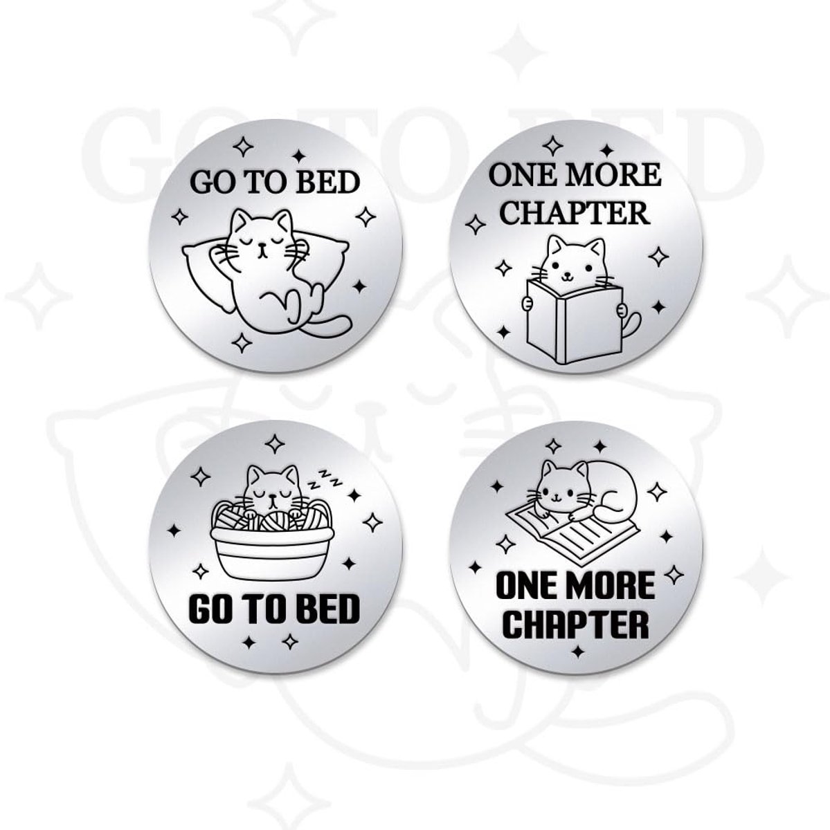Dailygoods - 2 Stuks Grappige Beslissingsmunten - 'Ga naar Bed' en 'Nog Een Hoofdstuk' Coin
