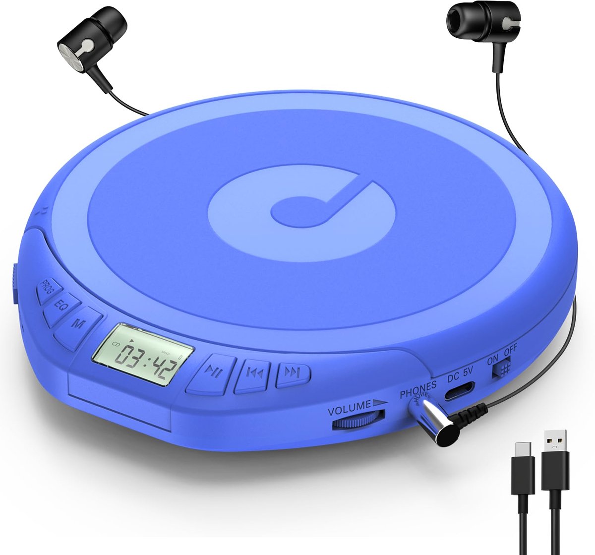 Dailygoods - Draagbare CD-Speler - Blauw, Compact en Handig