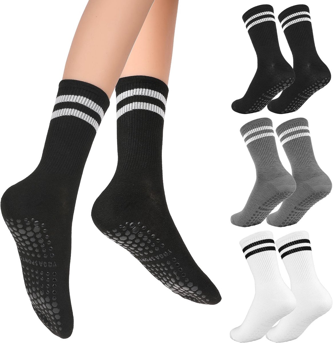 Dailygoods - 3 Paar Antislip Yoga Sokken voor Vrouwen - Ideaal voor Pilates en Yoga
