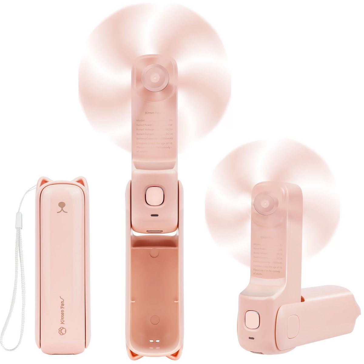 SnelShoppen - Draagbare Handventilator Mini Stille Ventilator met 3 Snelheden - Roze - Ideaal voor Feest, Camping, Kinderen, Tuin en Keuken