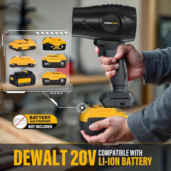 Draadloze Bladblazer - Handblazer Tuin - Gazon Onderhoud - Compatibel met Dewalt - 0.6 kg - Zwart Grijs — afbeelding 3