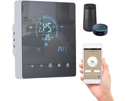 Slimme Thermostaat - Temperatuurregelaar WiFi - Energie Besparen - Programmeerbaar Schema - 5+2 Dagen - Wit