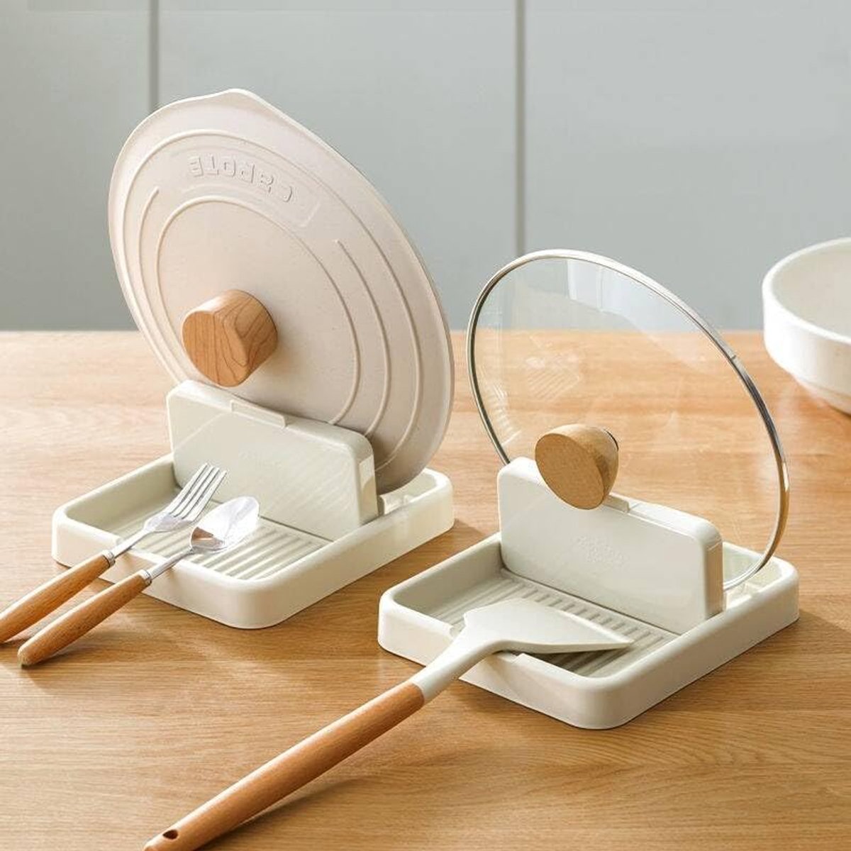 Dailygoods - 2 Stuks Lepelhouders met Dekselhouder - Multifunctionele Keukenaccessoire