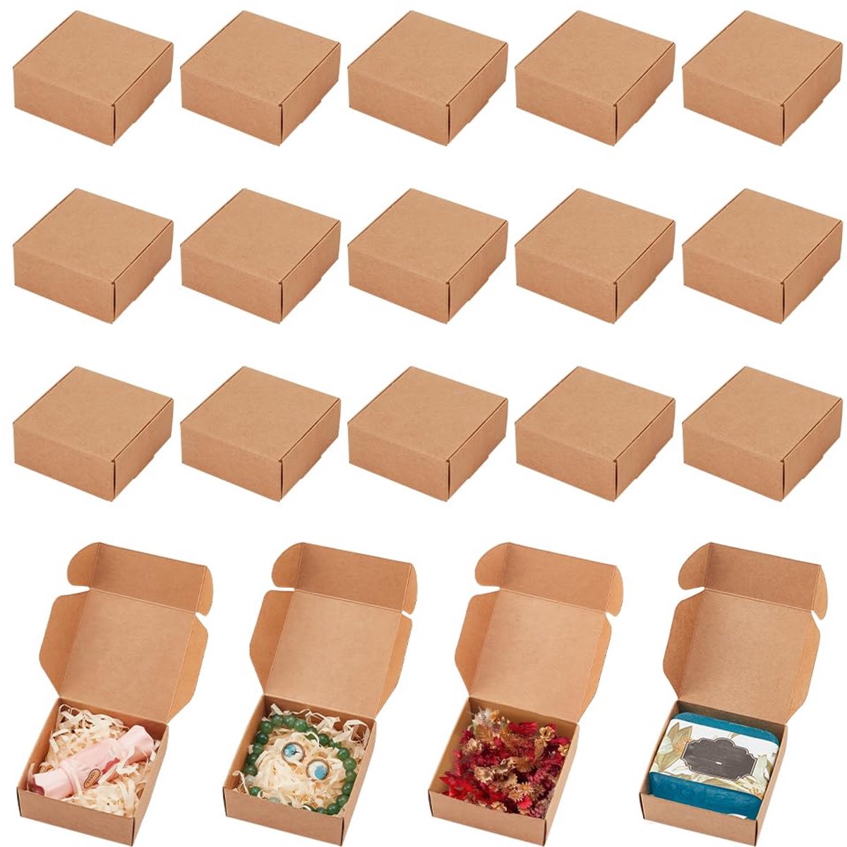 Dailygoods - 50 Stuks Bruine Mini Cadeau Dozen met Deksel - Perfect voor Feesten en Verpakkingen