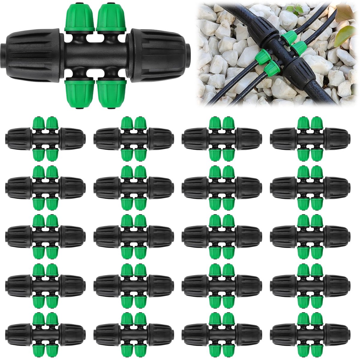 Dailygoods - Locked Barbed Tees - Drip Irrigation Fixtures Kit, 20 stuks