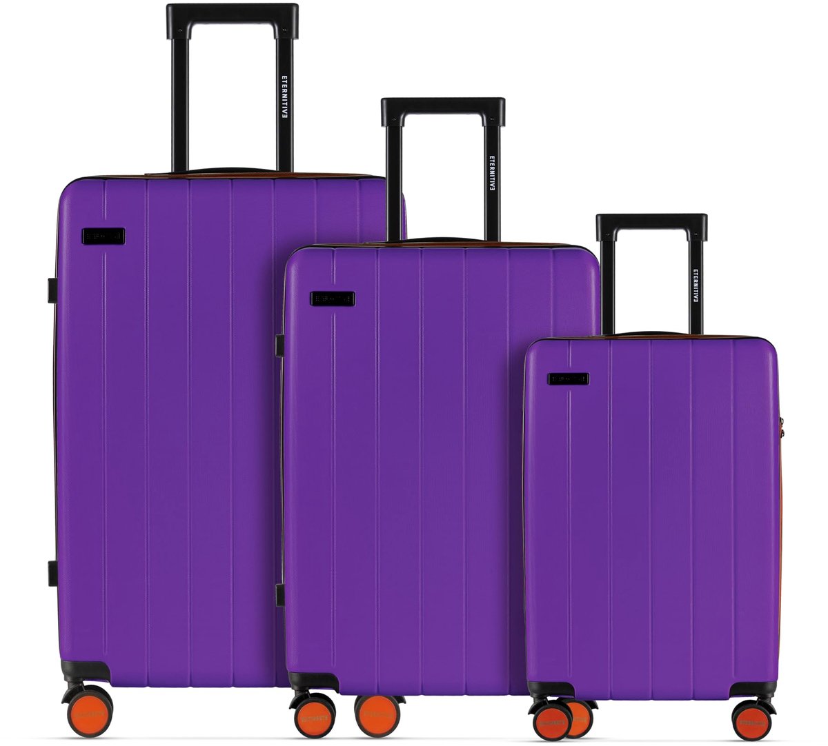SnelShoppen - 3-delige Harde Kofferset Lichtgewicht Koffers van ABS | Handbagage & Ruimbagage met 360° Wielen en TSA-slot | Paars 55x65,5x75,5 cm | Re