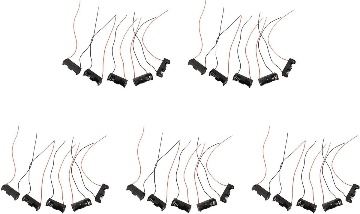Batterij Opslag Clips - Batterij Houders - Batterijen Organiseren - Met Draad - 25 stuks - Zwart