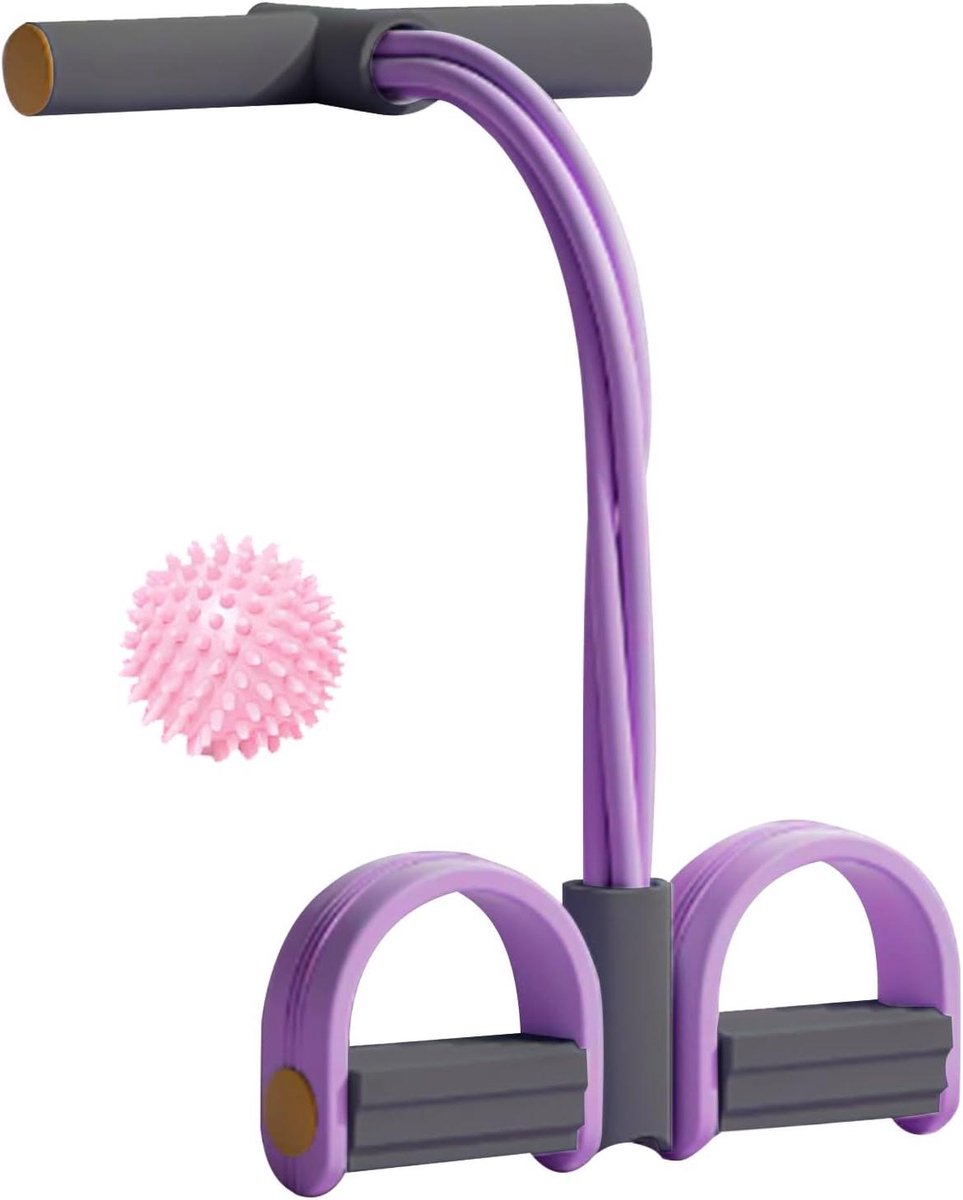 Buikspiertrainer met Pedaal - Weerstandsband Spankabel - Full Body Training - Verbeterd Evenwicht - 46 cm - Paars