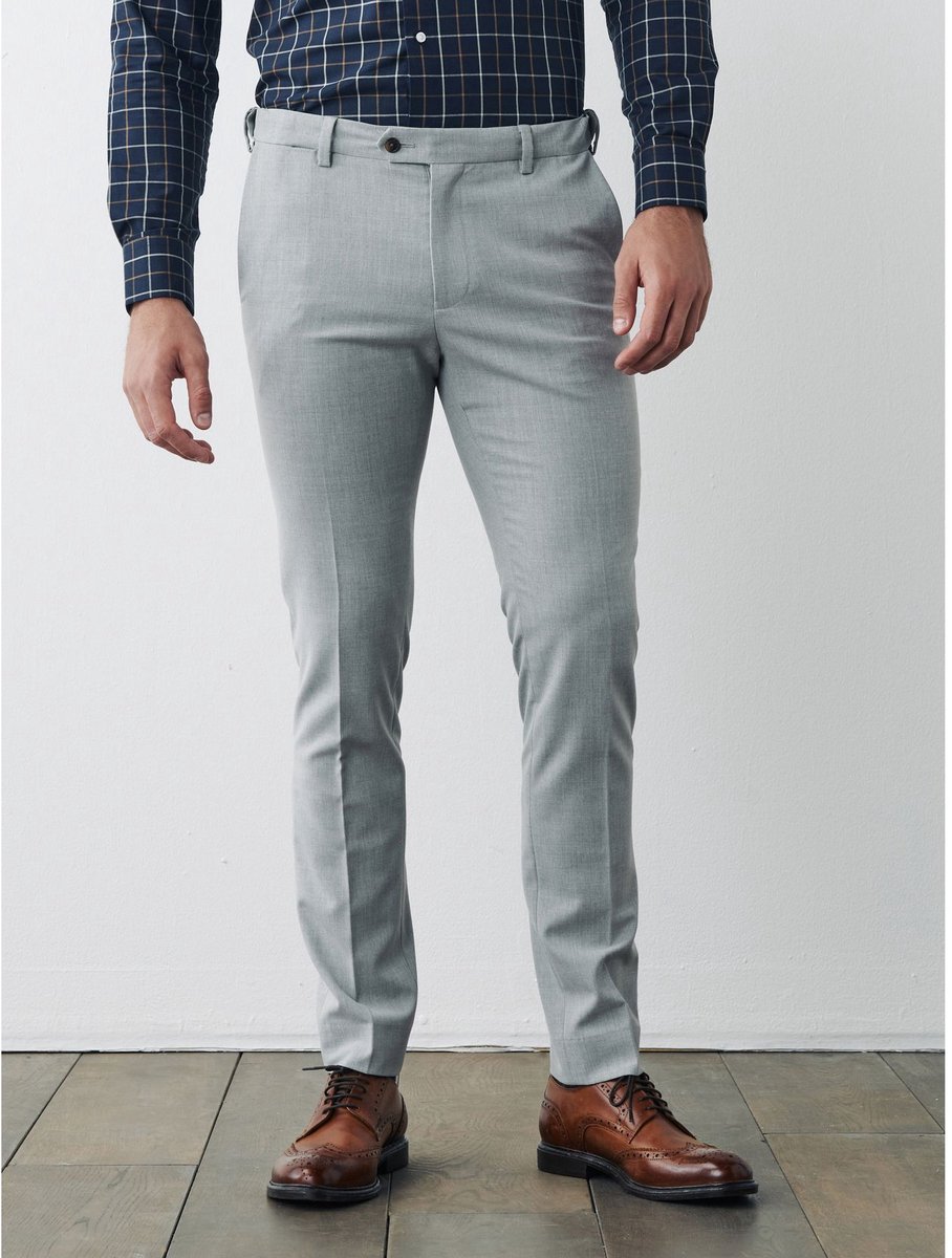 Next - Heren - Strakke Pasvorm - Motionflex kostuum met stretch: pantalon - Grijs