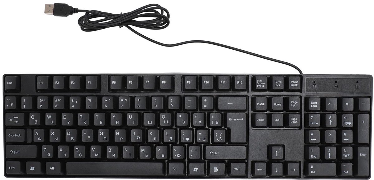 SnelShoppen - Ergonomisch 104-Keys Gaming Toetsenbord met USB Bedraad Verbinding, Minderheid Taal Ondersteuning, Spaans, Russisch, Frans, Engels, Perf
