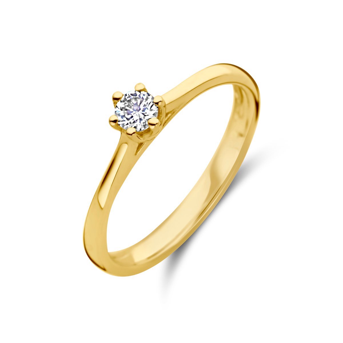 14K Geelgoud Aanzoeksring Diamant 0.15Ct H Si 4029119