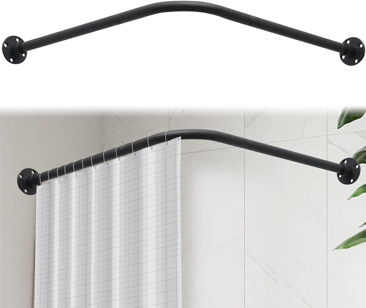 SnelShoppen - Douchegordijnstang L-vorm 68-138 cm, verstelbare roestvrijstalen douchestang, 16 kg draagkracht, boormontage voor badkuip en badkamer