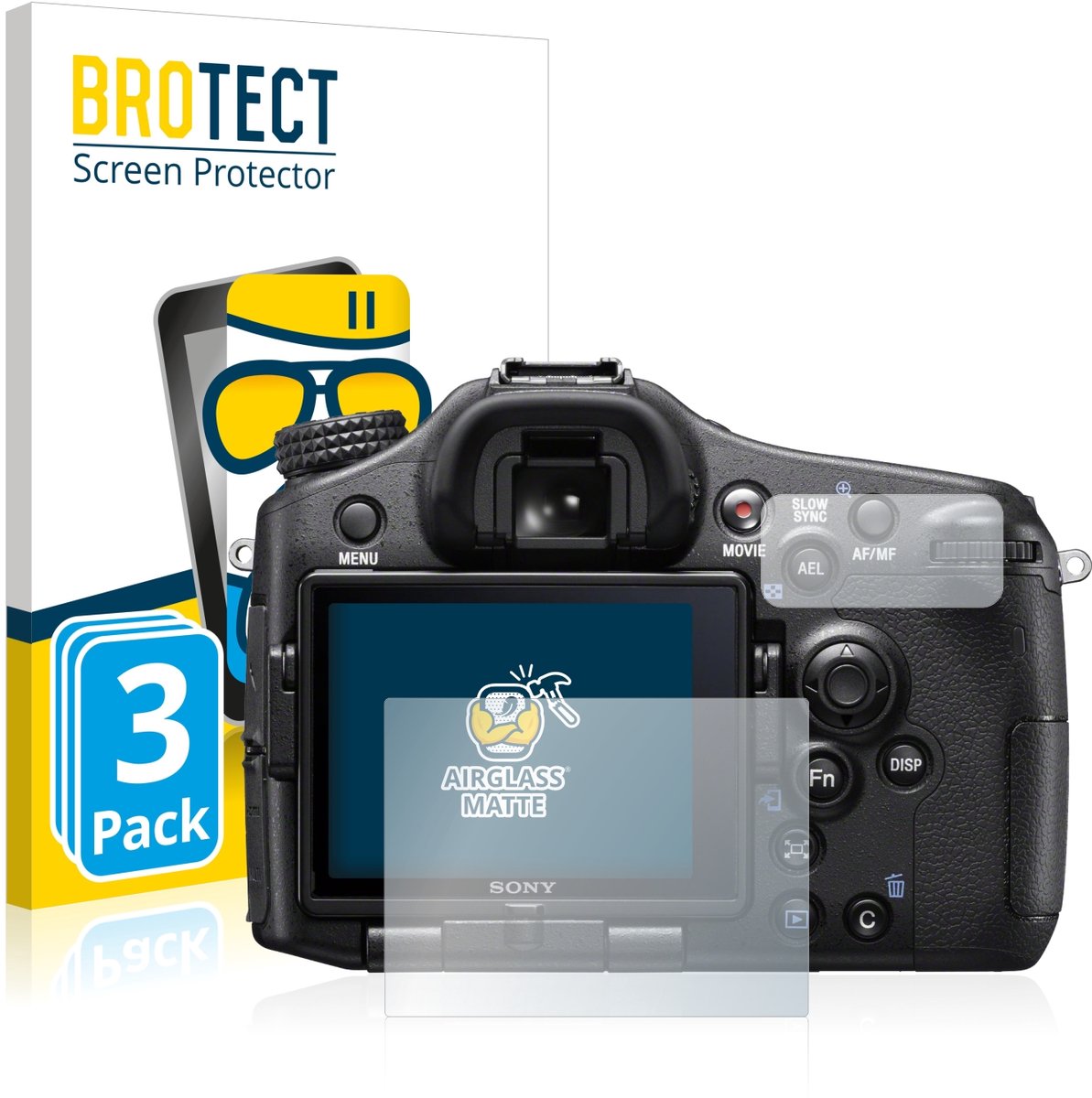 BROTECT - Screenprotector voor Sony Alpha 77 II (SLT-A77 II) - Folie Beschermfolie Beschermglas matte 3 Stuks