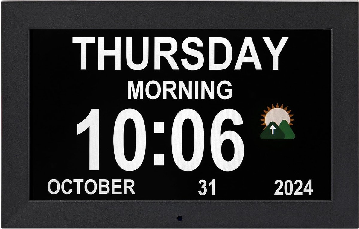 SnelShoppen - Grote Digitale Klok 10,1 Inch Wandklok voor Ouderen, Dementie Klok met Digitale Alarmen en Elektronische Kalender in Zwart - Ideaal voor
