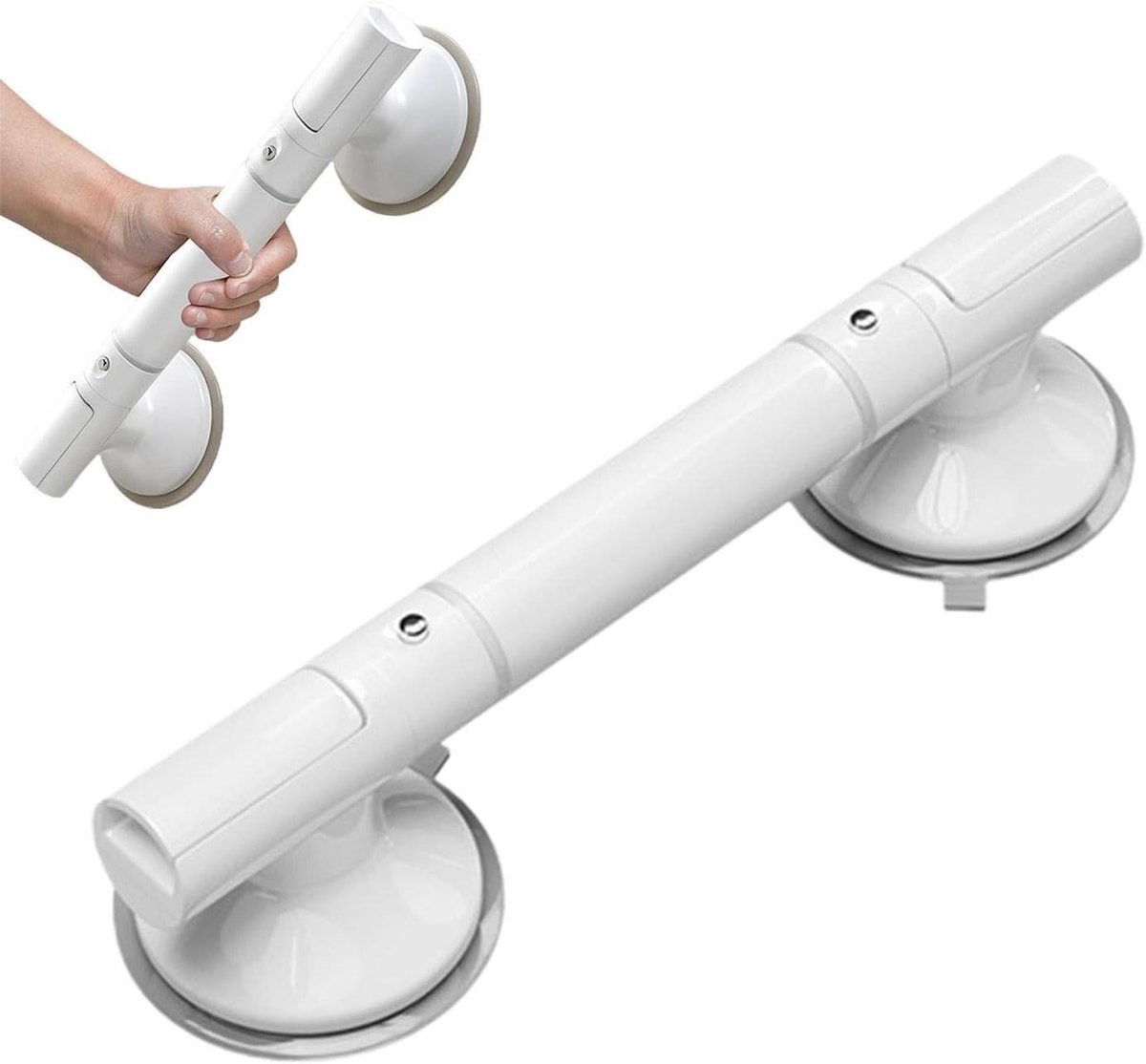 Douchegreep met zuignap - Badkamer steunstang - Veilig douchen - Extra stabiele zuignap - 38 x 10 cm - Wit