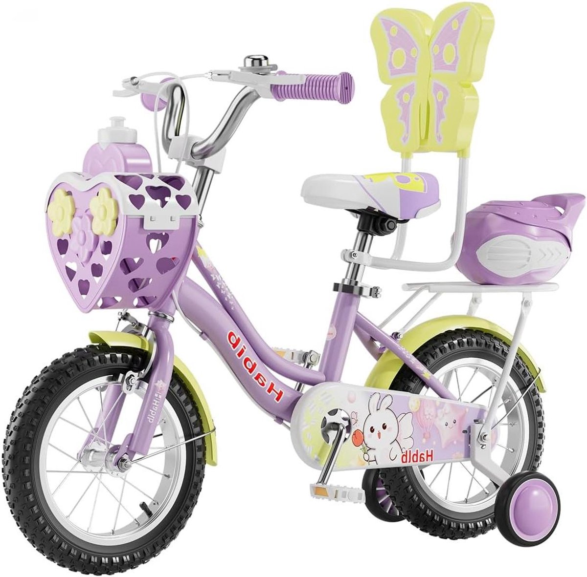 Meisjesfiets Prinsessenfiets - Kinderfiets Compleet - Leren Fietsen - Dubbel Remsysteem - 16 inch - Paars