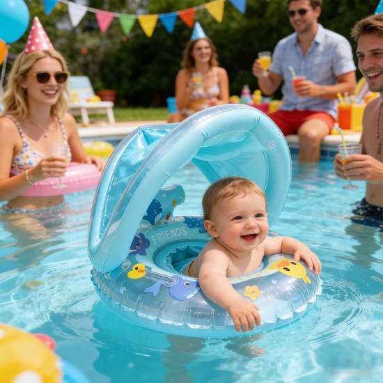 Babyzwemring met zonnedak - Zwemband baby luifel - Veilig zwemmen - Afneembare UV-bescherming - 3-48 maanden - Niet gespecificeerd — afbeelding 5