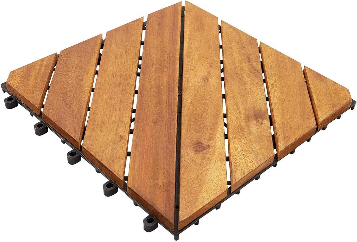 Terrastegels Hout - Balkontegels Vloer - Balkon Opknappen - Massief Acacia Hardhout - 30 x 30 cm - Bruin