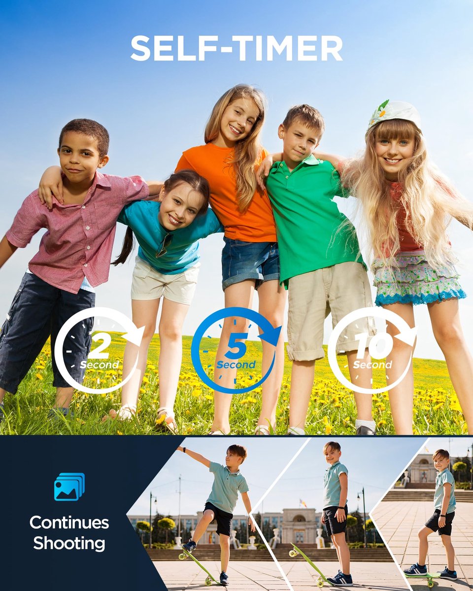 SnelShoppen - 64 GB Digitale Camera voor Kinderen - 48 MP Anti-Shake Vlogging Camera met 16x Zoom, Fotofiltratie, Continu Fotograferen, Zelfontspanner thumbnail 6