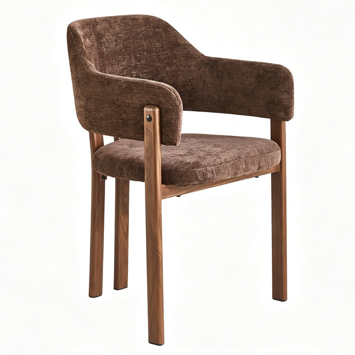Lizzely Garden & Living SET DEAL 6 stuks: Eetkamerstoel Japandi donkerbruin velvet walnoot poten Bjorn japanse eetstoel minimalistisch zetel