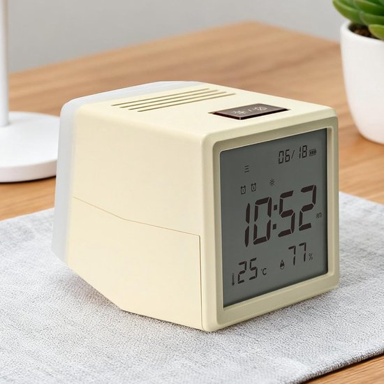 Kinderwekker - Digitale Klok - Ochtendritueel Hulp - Temperatuur Vochtigheid - 10 cm breed - Wit — afbeelding 5