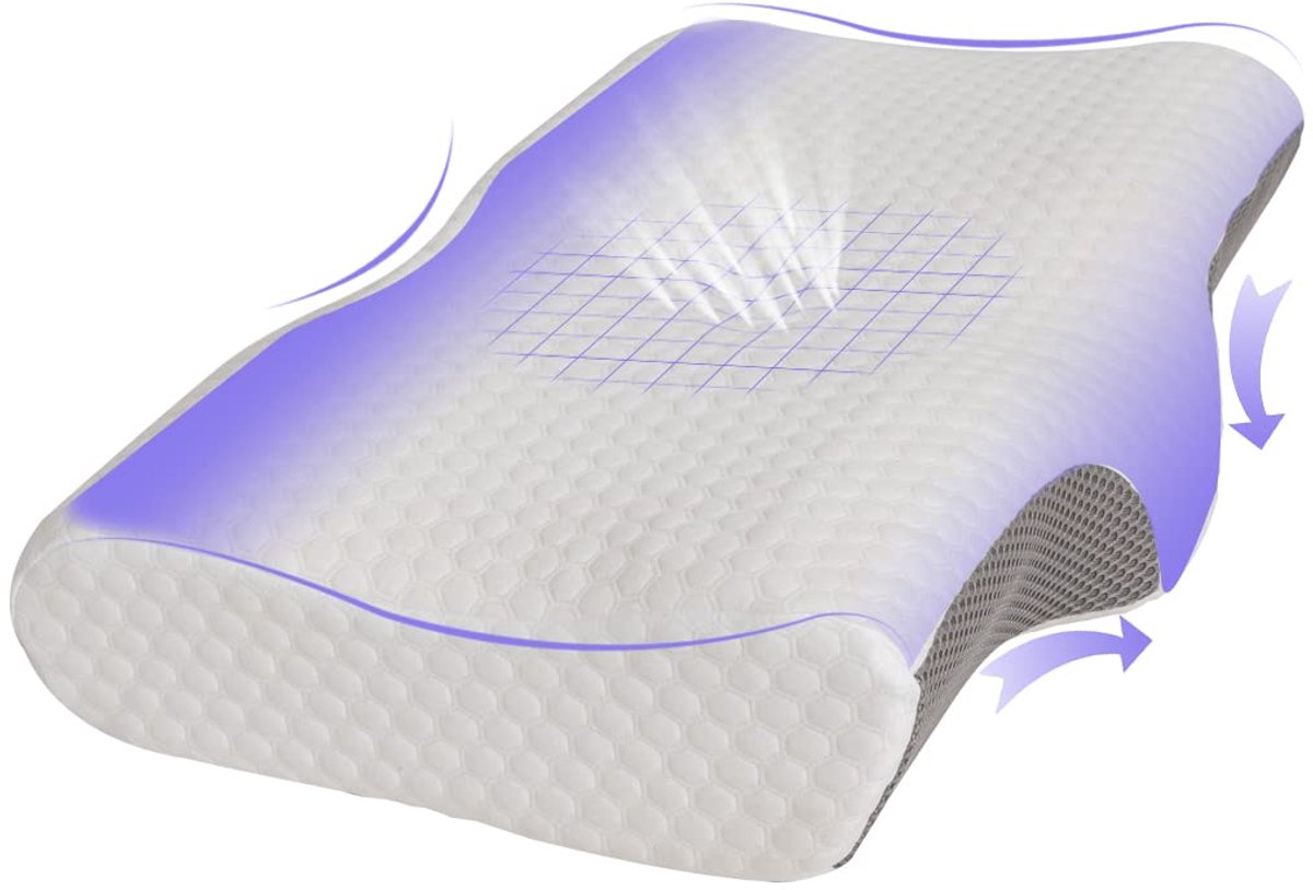 SnelShoppen - Good Nite Neksteunkussen, Ergonomisch Hoofdkussen voor Nekpijn, Traagschuim Kussen, Ideaal voor Zijslapers, 65 x 36 x 13/10 cm, Comforta