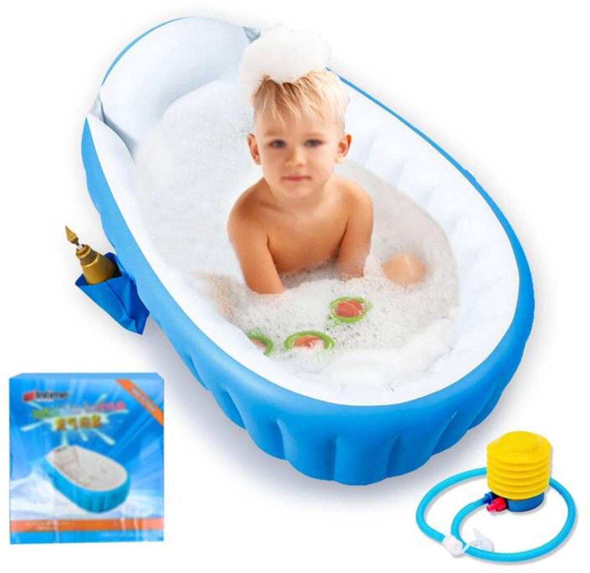 SnelShoppen - Opblaasbaar Babybad voor Kinderen, Zomerzwembad, Antislip, Opvouwbaar, Luchtbaden, Badstoel voor 0-3 Jaar, Ideaal voor Tuin en Vakantie