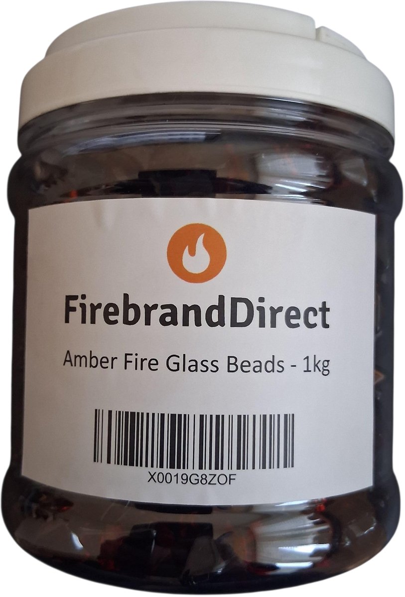 SnelShoppen - Amber Fire Glass 1kg - Decoratieve Vuursteen voor Brandkuilen, Gasbranders en Ethanolbranders - Glanzende Kleur voor Tuin, Feest en Camp