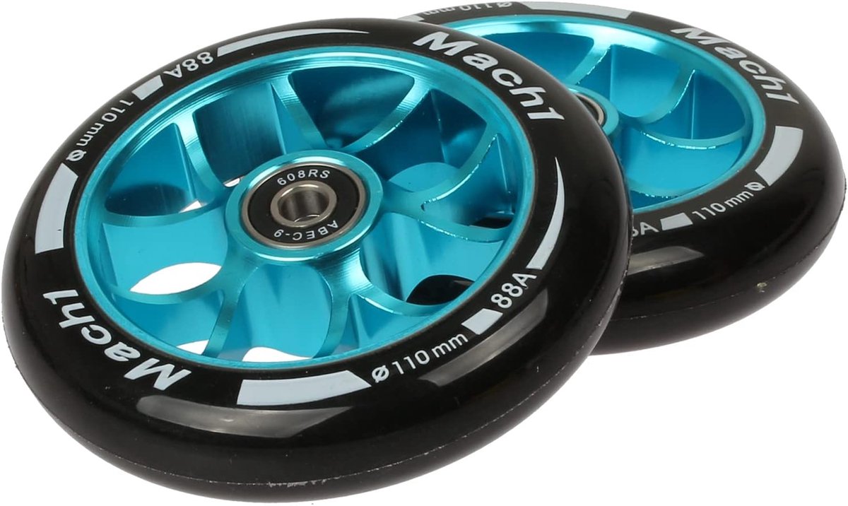 SnelShoppen - Mach1 Stuntstep 2 stuks, 110 x 24 mm Aluminium Wielenset inclusief Kogellagers + Spacer, Cityroller Reservebanden voor Kinderen en Volwa