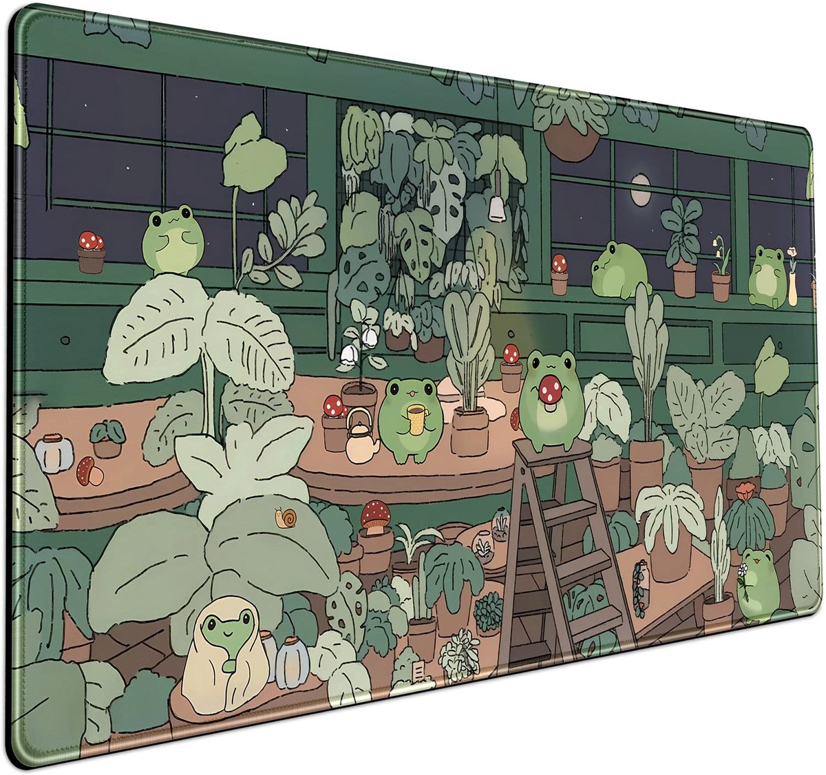 SnelShoppen - Leuke Kikker Muismat Bureau Kawaii Groen Gaming Mat 31.5 x 15.7 Inch Met Gestikte Randen Voor Computer, Toetsenbord, Laptop, Thuis, Kant