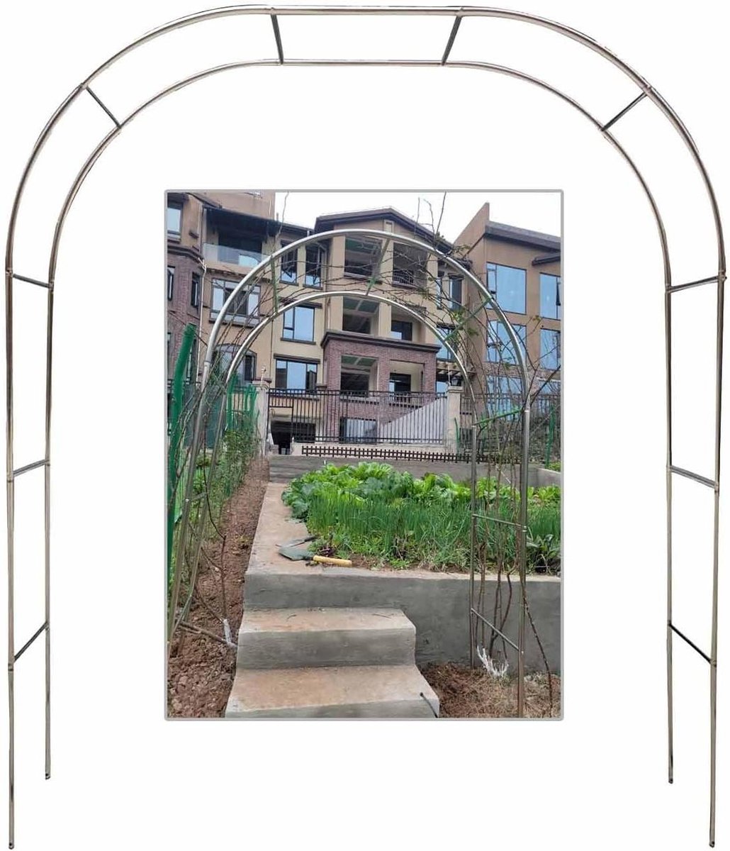 Grote Tuinboog - Decoratieve boog - Klimplanten Ondersteunen - Roestvrij Staal - 220x240cm - Zwart