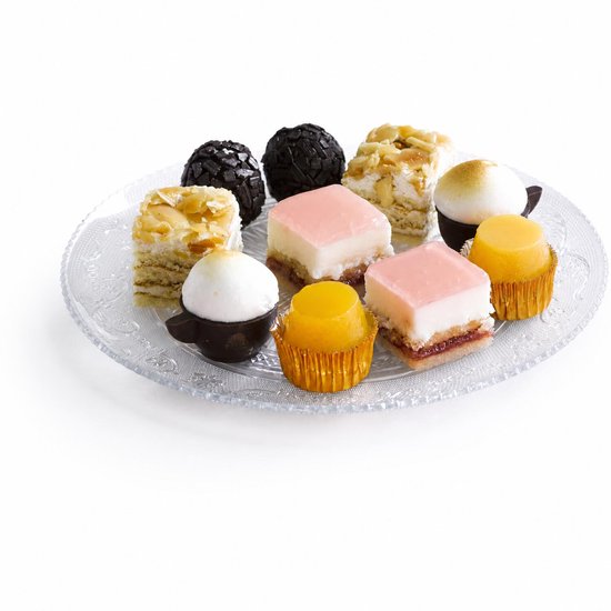 Excellen Houseware taart en gebakbordjes - 8x - kunststof - kristal ornament - transparant - Dia 18 cm — afbeelding 2