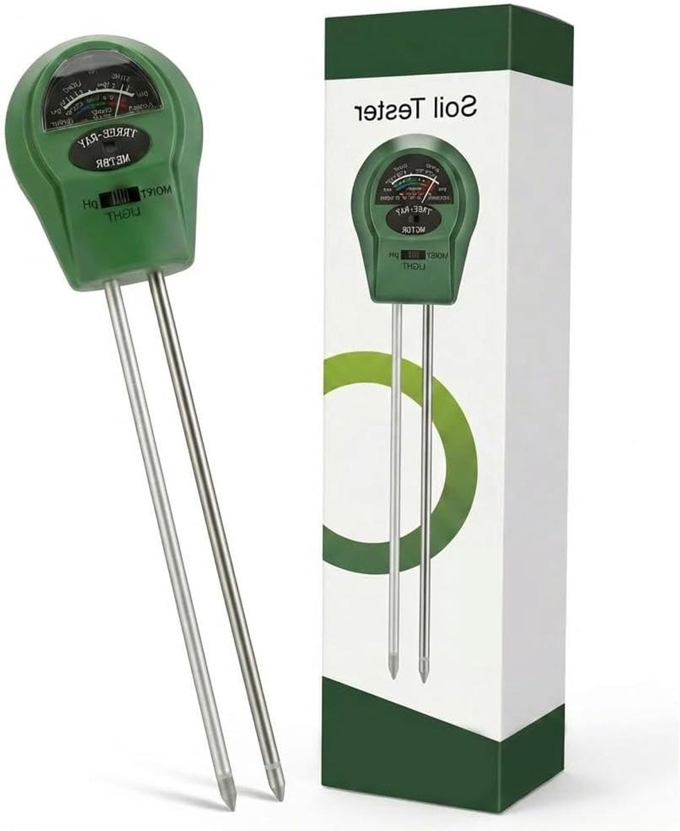 Bodemtester 3-in-1 - Vochtigheidsmeter pH meter - Plantenverzorging - Geen batterij nodig - 5-10 cm diepte - Groen/zwart