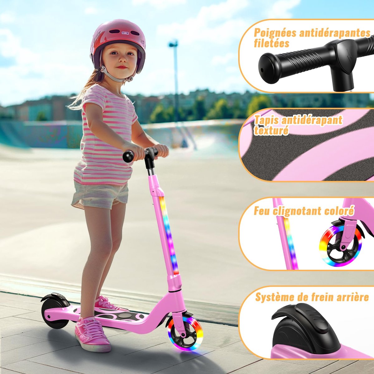 SnelShoppen - Elektrische Step voor Kinderen 6-10 Jaar, LED Licht, 3 Instelbare Hoogtes, 5,3 Inch, Max 70 kg, Snelheid voor Buitenactiviteit, Perfect