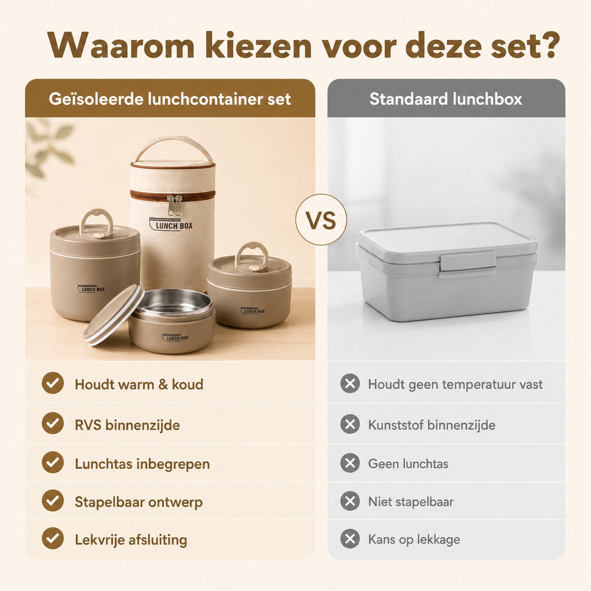 Bobypet - Bento Lunchbox Set met Bestek en Geïsoleerde Tas – 3 Stapelbare RVS Bakjes 1480 ml – Lekvrij en Vaatwasserbestendig – Voor Werk en School — cadeau in Koken & Dineren - foto 6