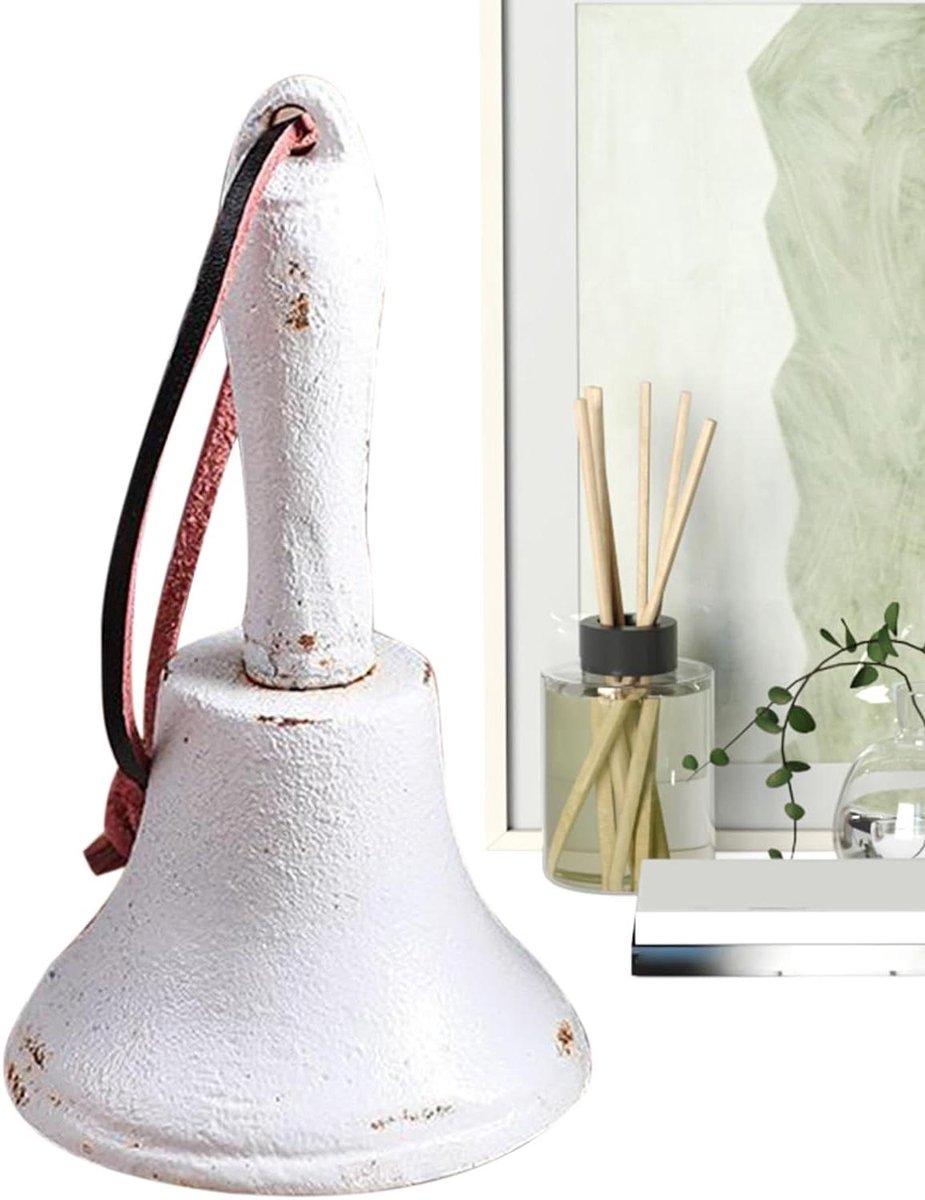 Gietijzeren Bel - Deurbel Decoratie - Aandacht Trekken - Robuust Gietijzer - 125 x 7 cm - Wit