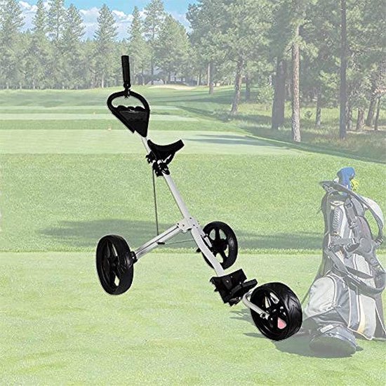 Golfkar met 3 wielen - Opvouwbare duwkar - Sport en outdoor - Met voetrem en bekerhouder - 165 cm lengte — afbeelding 3