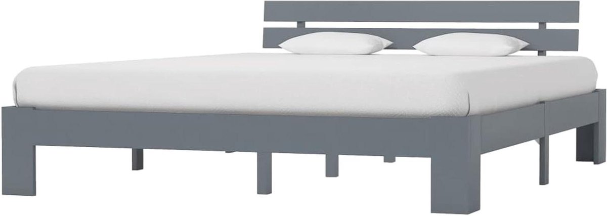 Massief Houten Bedframe - Tienerbed Hout - Slaapkamer Inrichten - Robuust en Duurzaam - 160 x 200 cm - Grijs