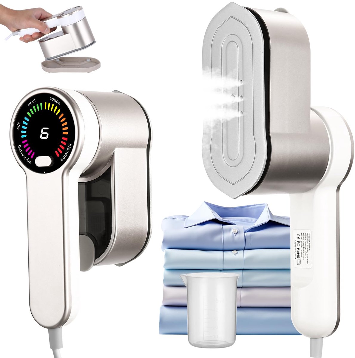 SnelShoppen - Reis-kledingstomer 1200W, Draagbaar Strijkijzer en Stomer, 2-in-1 Handstrijkijzer met 5S Snelle Opwarming, 25g/min Stoom, 120ml Watertan