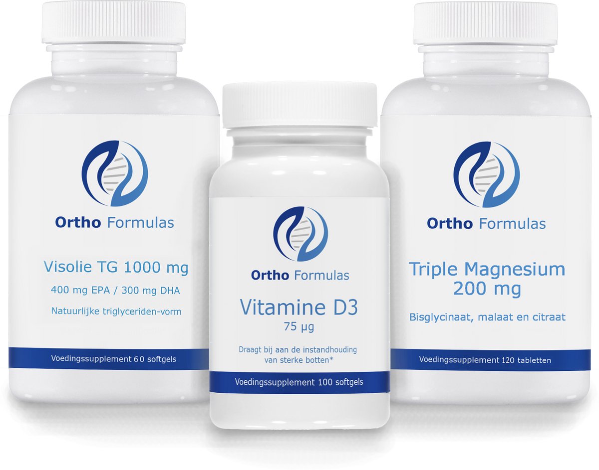 Dagelijkse Basis Pakket – Vitamine D3, Triple Magnesium & Omega 3 Visolie – Immuunsysteem, Hart & Botten
