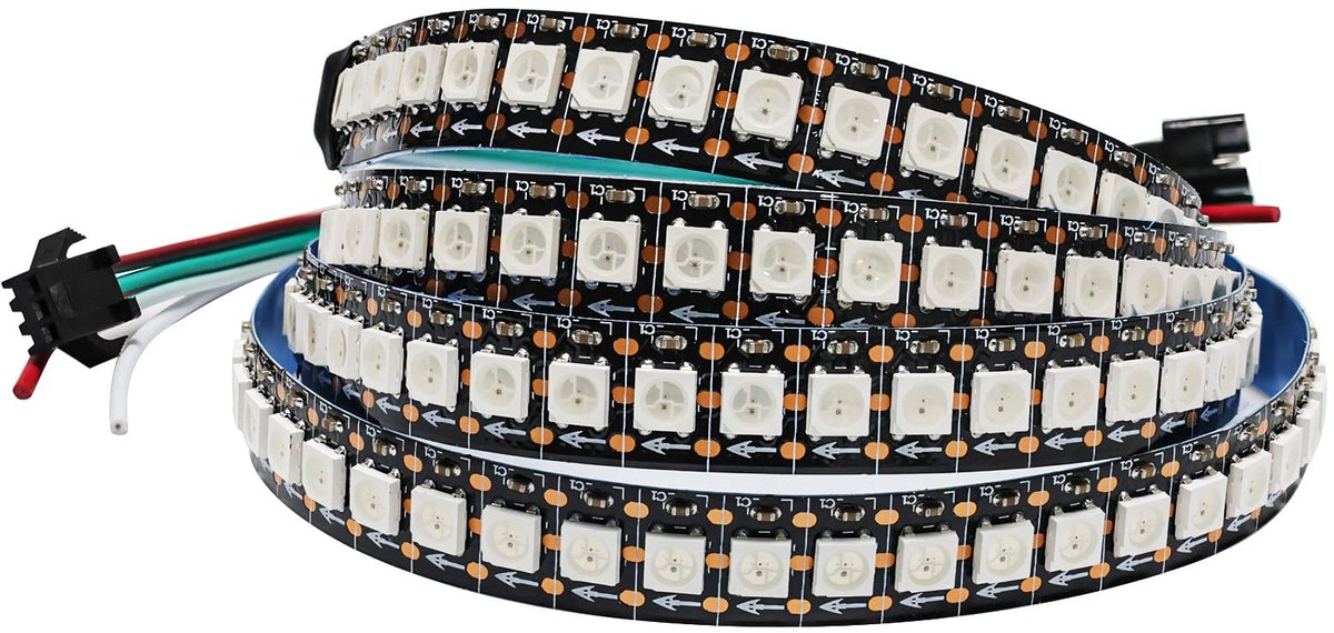 SnelShoppen - WS2812B LED Strip 5V 1M RGB Pixel Strip 144 LEDs/M IP30 Flexibele Zwarte PCB Individueel Adresseerbare Smart Lichtstrip voor Feest, Deco