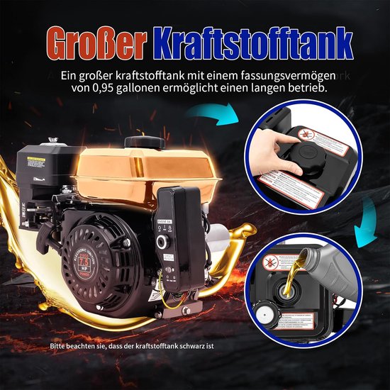 Benzinemotor - Kartmotor Aandrijfmotor - Apparaten Aandrijven - Elektrische Start - 75 pk 212 cc - Zwart — afbeelding 4