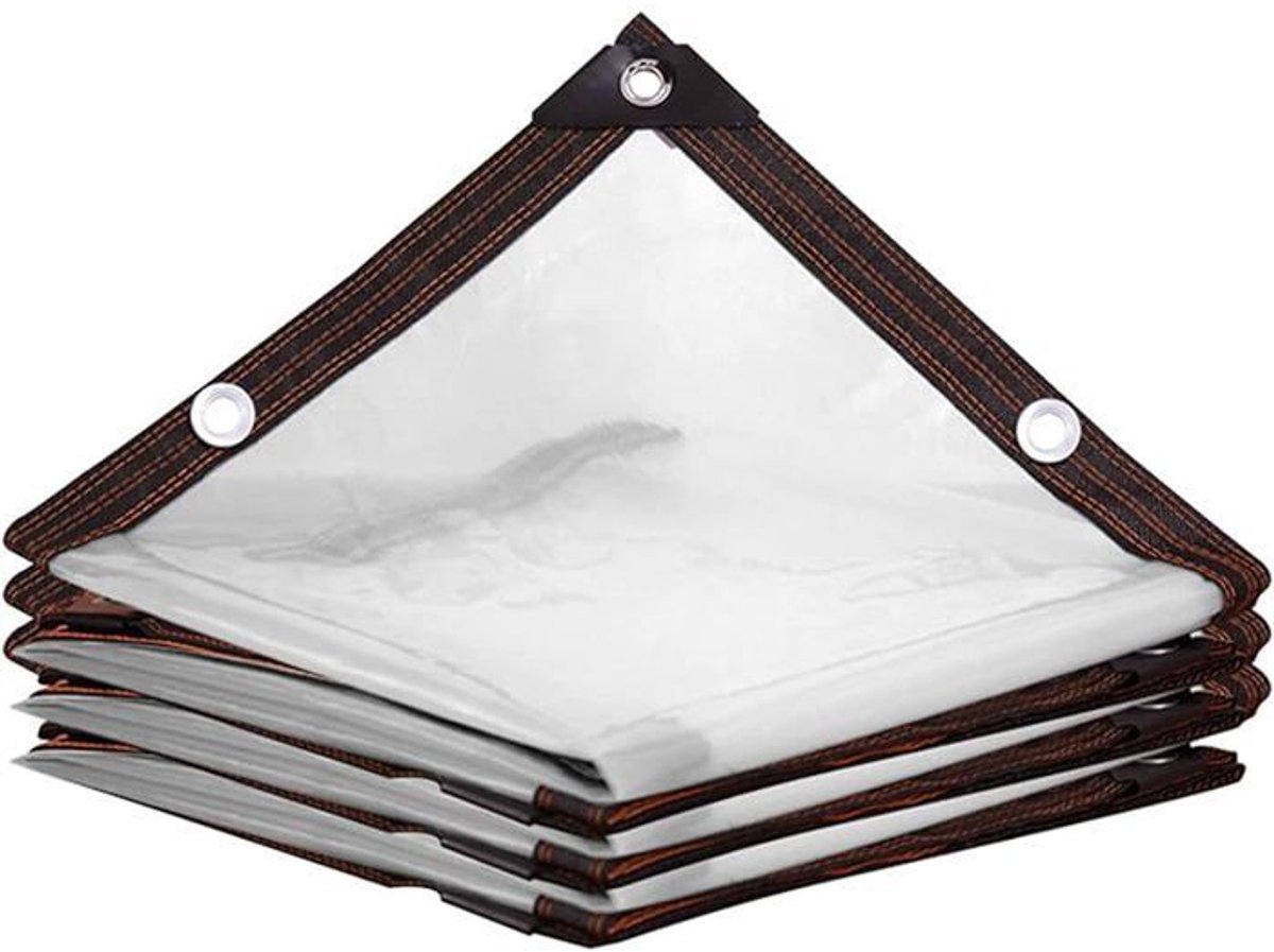 -Waterdicht, transparant zeildoek - 2m x 5m, gaas + touw, koudebestendig, wit - 1 stuk
