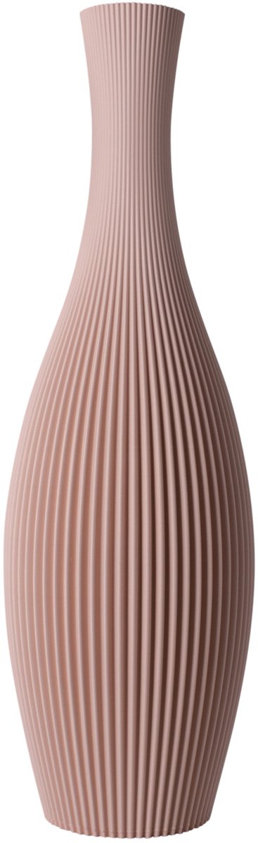 Slimprint Vaas STELLA, Bloesem Roze, D15,7 x H50 cm, Moderne Vaas met Gestreept Motief voor Pampas Pluimen en Decoratie Takken, Gerecycled Biokunststof